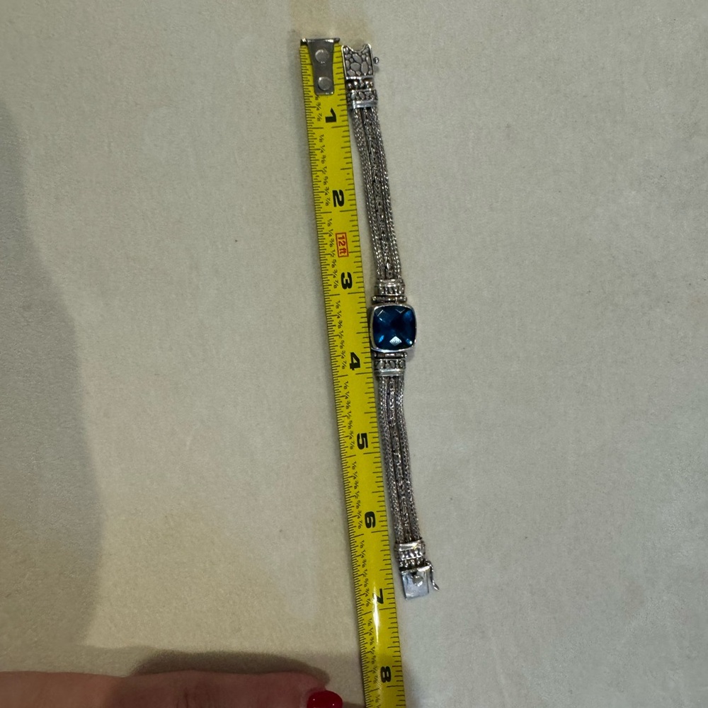 SARDA 925 Sterling Silver lab created Sapphire bracelet 28g - Picture 13 of 15